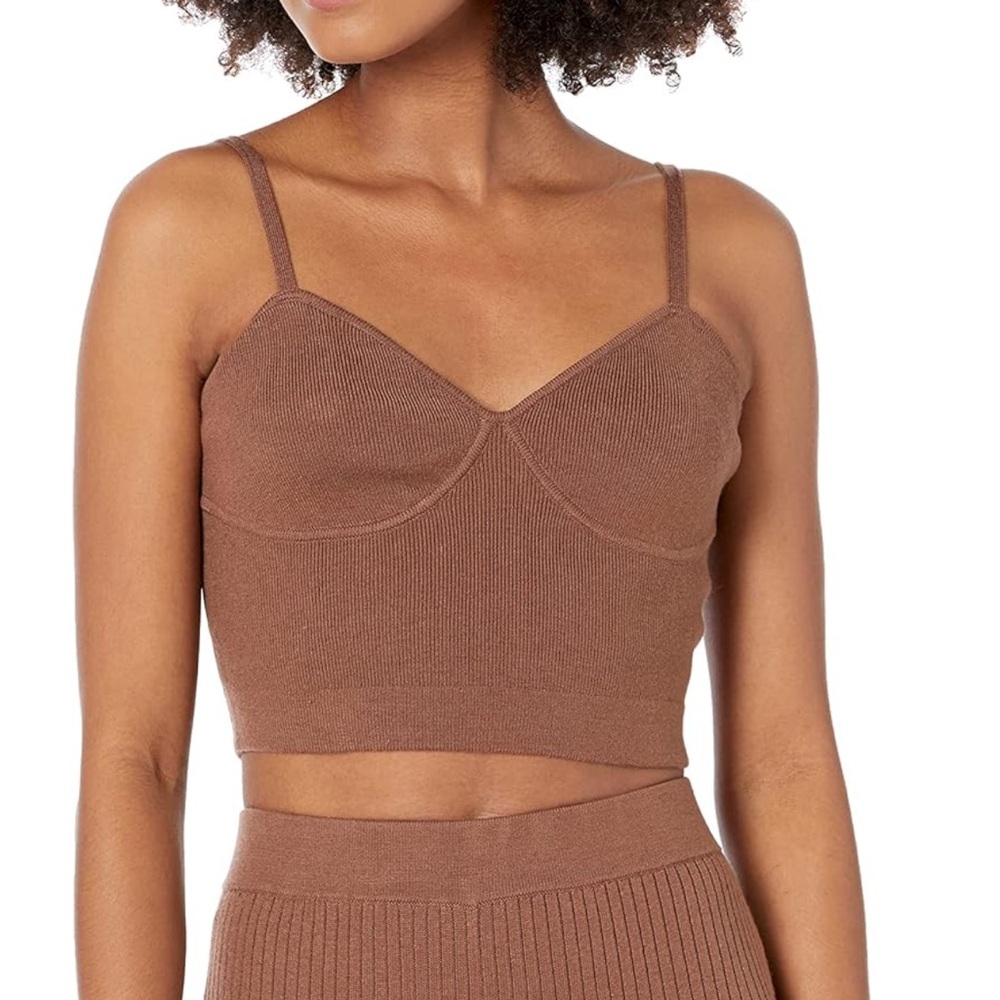 The Drop Brown Ribbed Knit Bralette